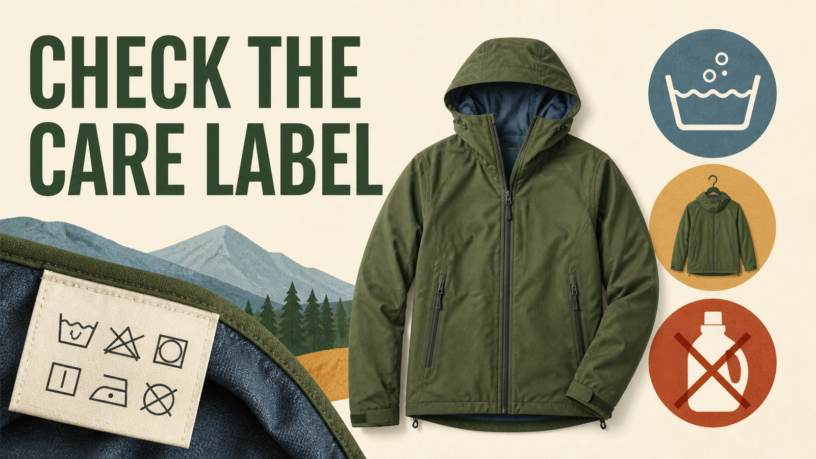 How to wash a The North Face Korea jacket by checking the care label