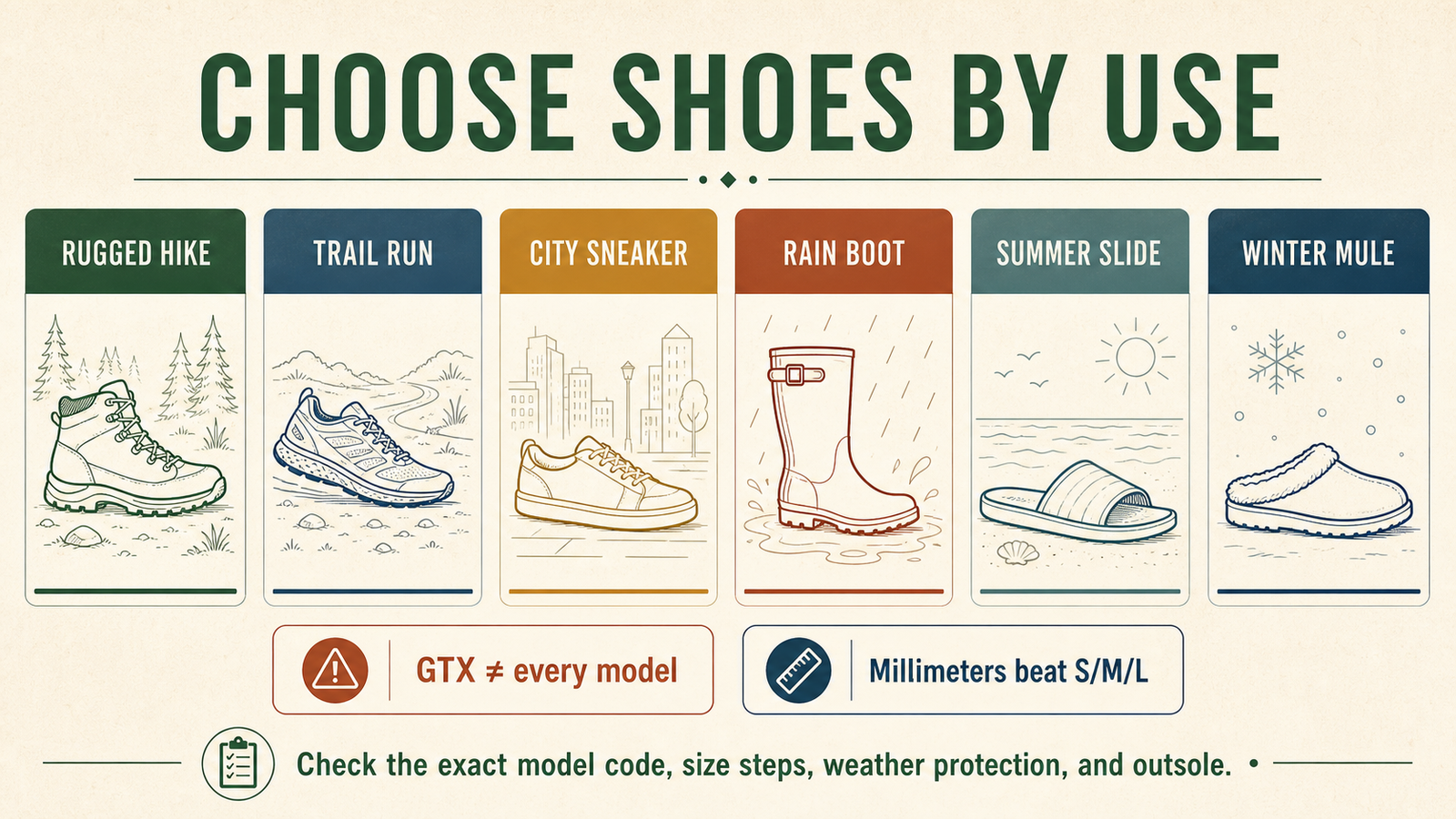 Use guide for choosing The North Face Korea shoes for hiking, trail running, city wear, rain, summer, and winter